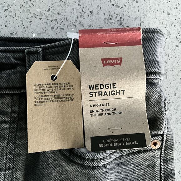 Levi’s Jeans Charcoal Button Fly High Rise Wedgie Straight 24 - Picture 9 of 12